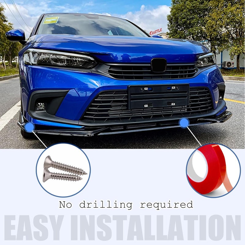 Gear Up Front Bumper Lip for Honda Civic 11th Gen Sedan & Hatchback 2022-2024 Gloss Black Front Lip Spoiler PP Front Bumper Lip Splitter Chin Spoiler - Image 4